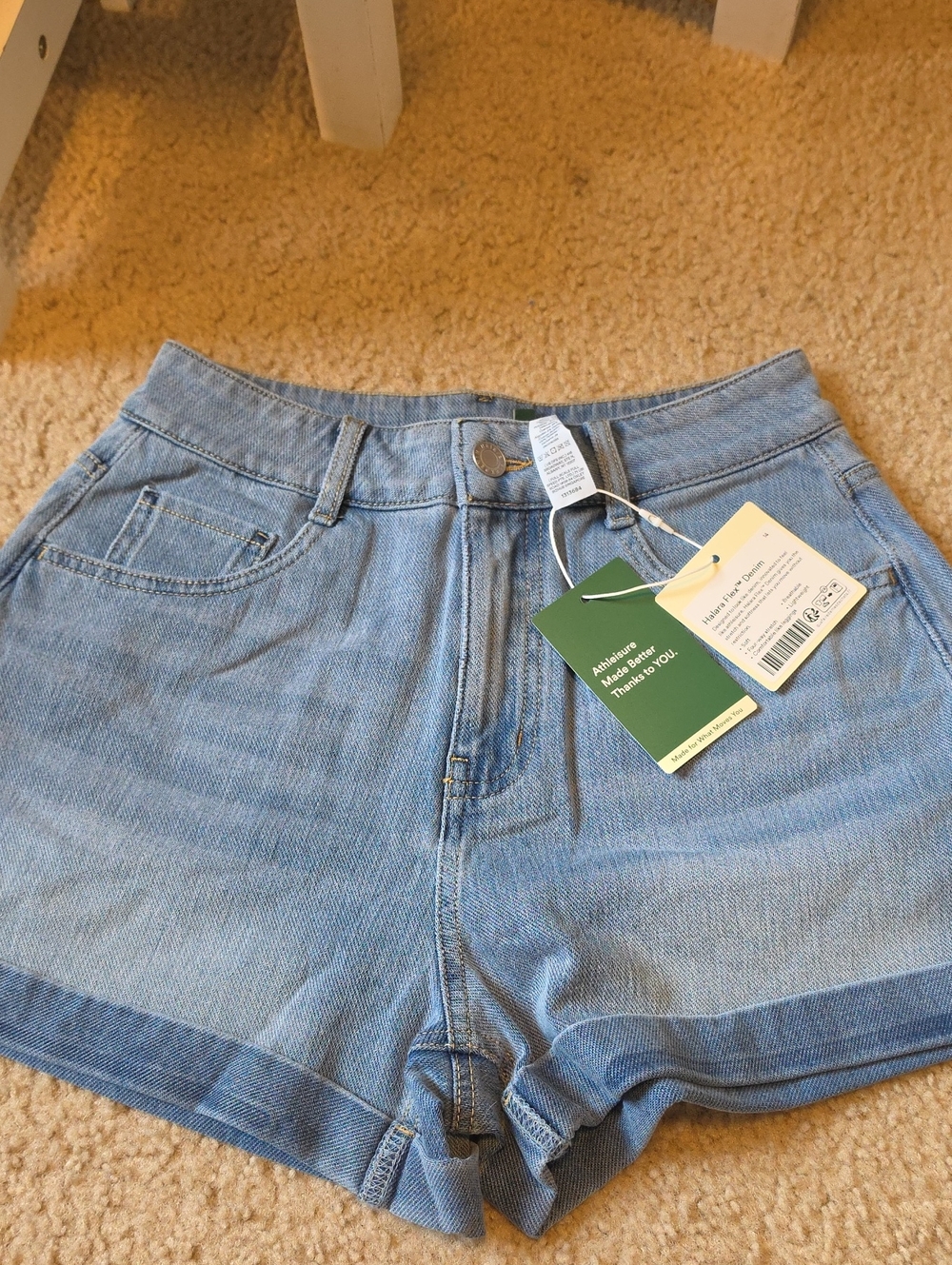 HALARA Light Blue High-Rise Denim Shorts